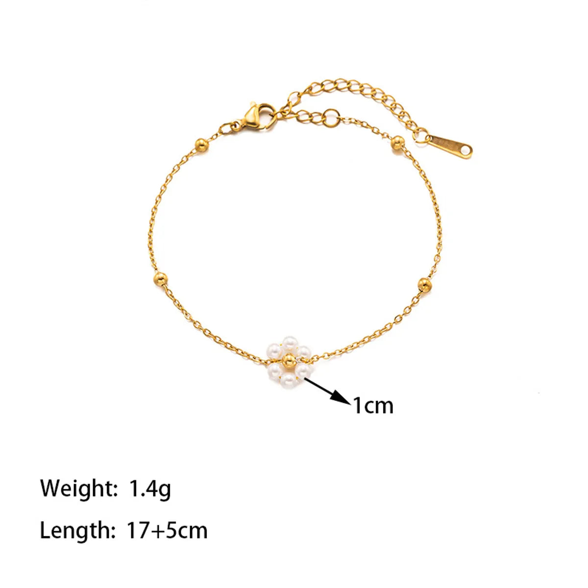 304 Stainless Steel 18K Gold Plated Elegant Simple Style Polishing Plating Inlay Flower Plastic Bracelets Necklace