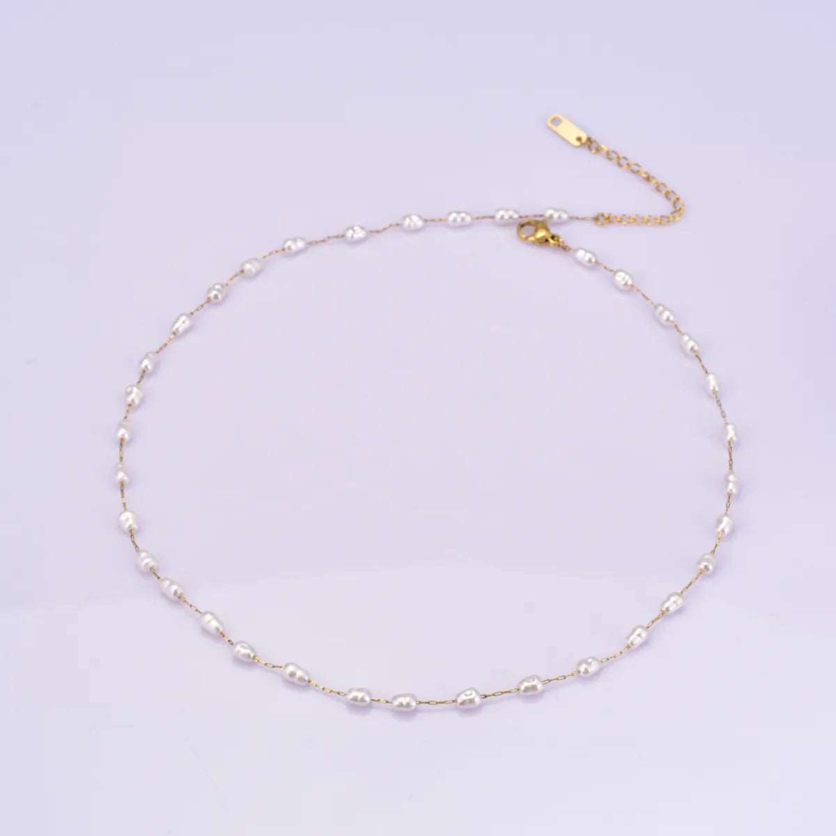 Wholesale Jewelry Elegant Simple Style Geometric 304 Stainless Steel Baroque Pearl Titanium Steel Freshwater Pearl 18K Gold Plated Necklace