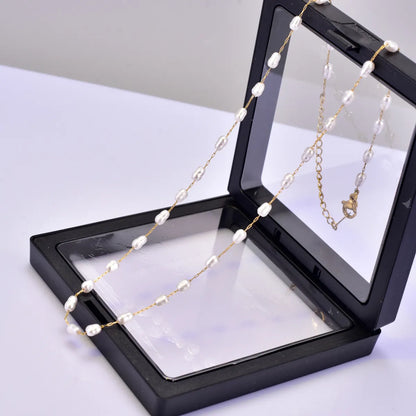 Wholesale Jewelry Elegant Simple Style Geometric 304 Stainless Steel Baroque Pearl Titanium Steel Freshwater Pearl 18K Gold Plated Necklace