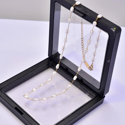 Wholesale Jewelry Elegant Simple Style Geometric 304 Stainless Steel Baroque Pearl Titanium Steel Freshwater Pearl 18K Gold Plated Necklace