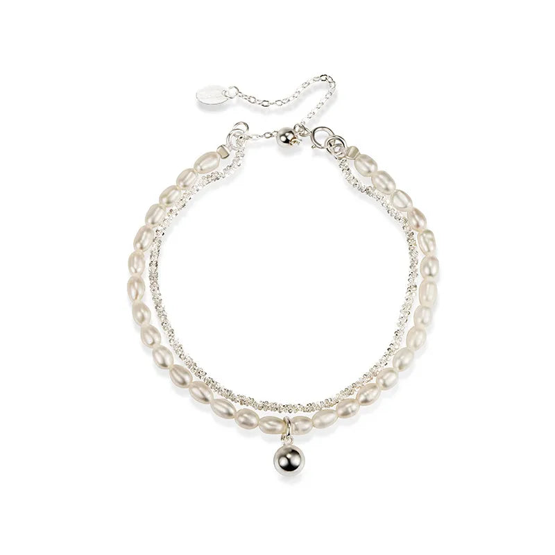 Elegant Simple Style Geometric Freshwater Pearl Sterling Silver Plating Bracelets