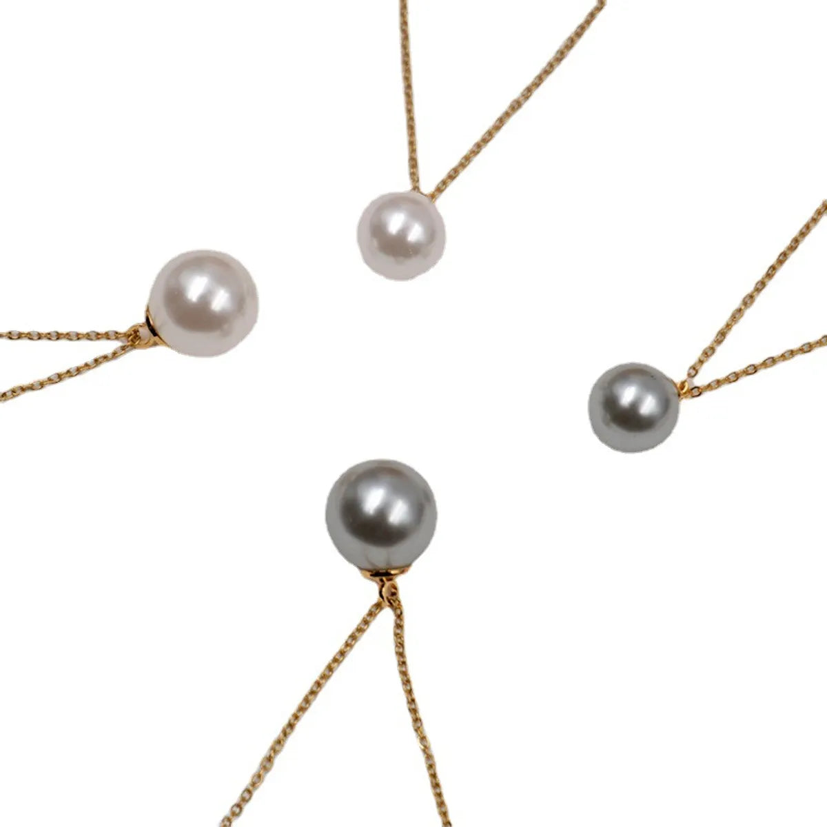 Elegant Simple Style Geometric Imitation Pearl Titanium Steel Copper Plating Earrings Necklace