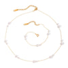 Elegant Simple Style Geometric Stainless Steel Plating Inlay Artificial Pearls 18k Gold Plated Bracelets Necklace