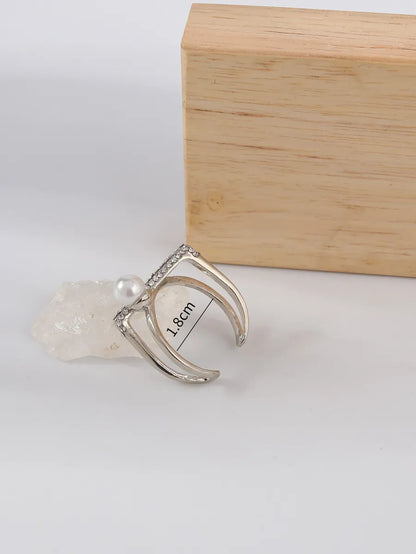 Elegant Simple Style Geometric Stainless Steel Plating Inlay Artificial Pearls Glass Open Rings