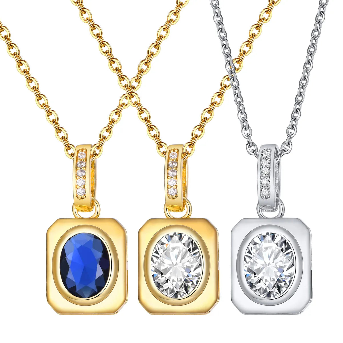 Elegant Simple Style Geometric Stainless Steel Zircon Pendant Necklace