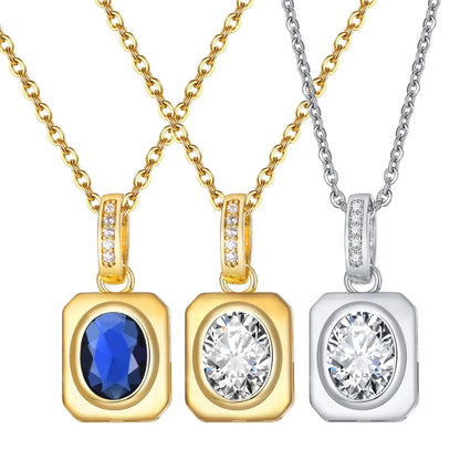 Elegant Simple Style Geometric Stainless Steel Zircon Pendant Necklace