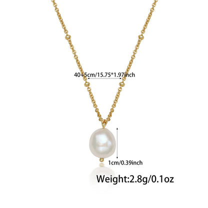 Elegant Simple Style Geometric Sterling Silver Plating Inlay Pearl 18k Gold Plated Pendant Necklace