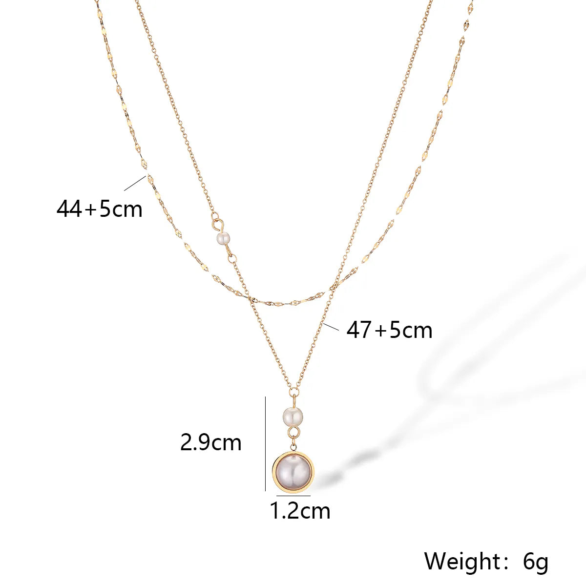 Elegant Simple Style Geometric Titanium Steel Plating Inlay Artificial Pearls 18k Gold Plated Necklace