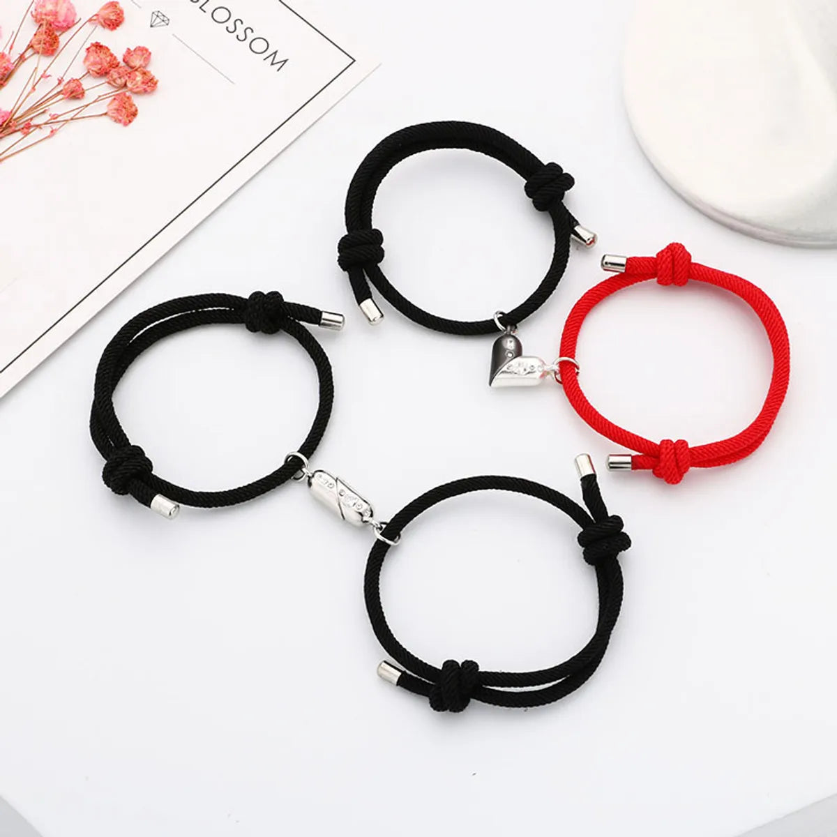 Elegant Simple Style Heart Shape Alloy Rope Plating Valentine's Day Couple Drawstring Bracelets