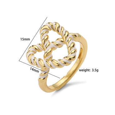 Elegant Simple Style Heart Shape Copper Enamel Plating Rings