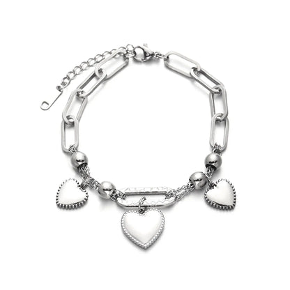 Elegant Simple Style Heart Shape Solid Color Stainless Steel Plating 14k Gold Plated Bracelets