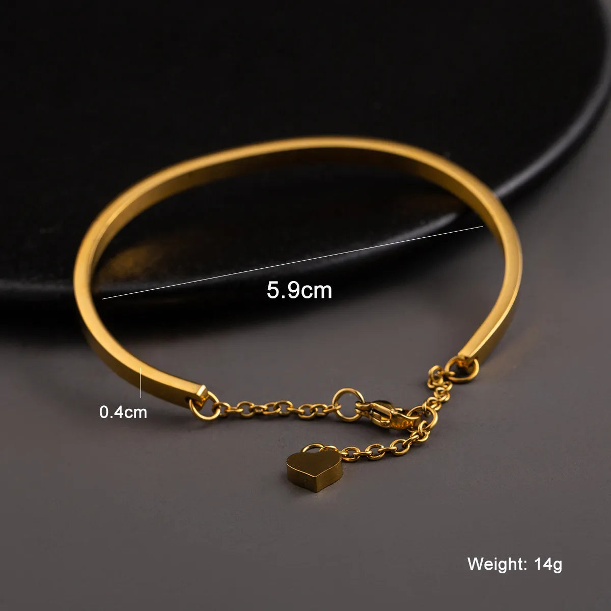 Elegant Simple Style Heart Shape Stainless Steel Plating 18k Gold Plated Bangle