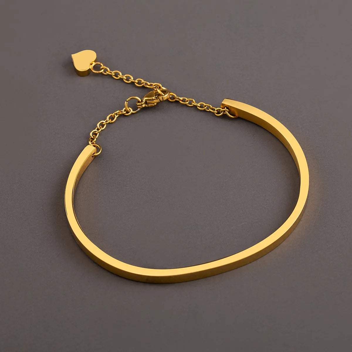 Elegant Simple Style Heart Shape Stainless Steel Plating 18k Gold Plated Bangle