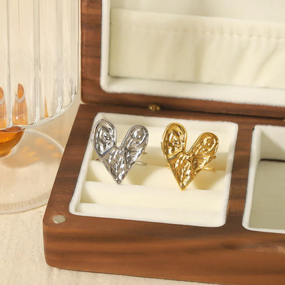 Wholesale Elegant Simple Style Heart Shape Stainless Steel Plating 18k Gold Plated Rings Necklace