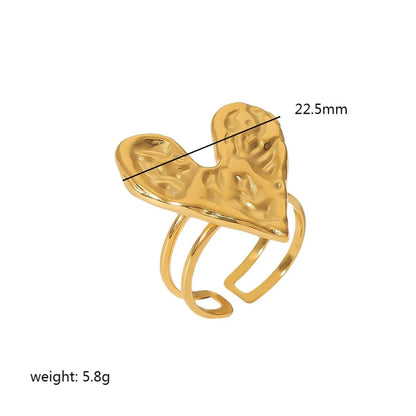 Wholesale Elegant Simple Style Heart Shape Stainless Steel Plating 18k Gold Plated Rings Necklace