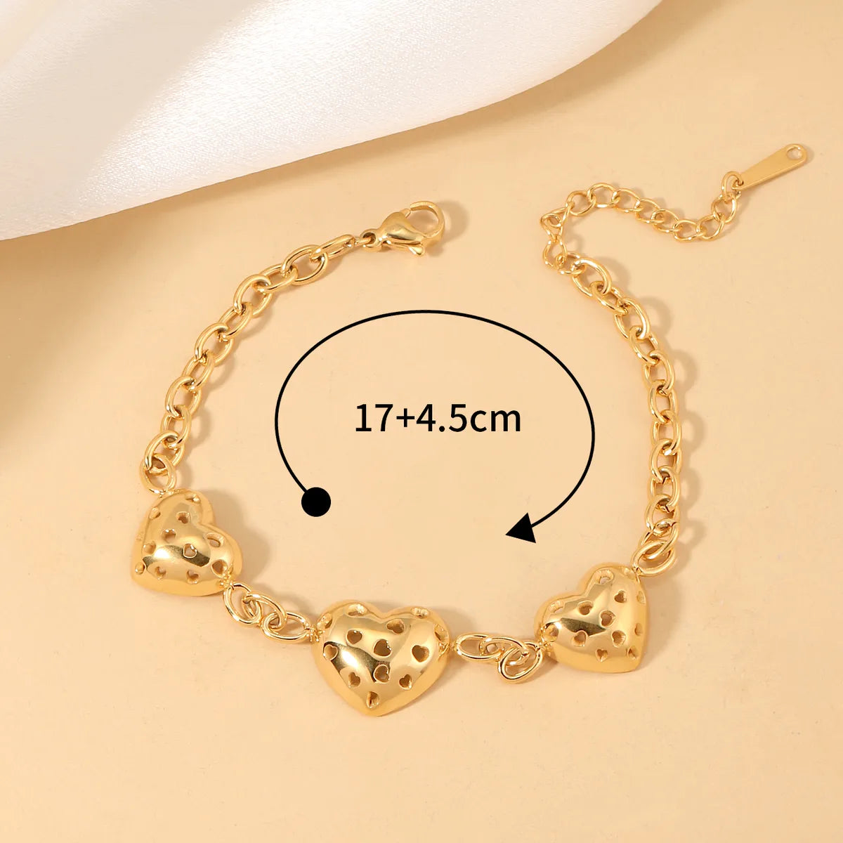 Elegant Simple Style Heart Shape 304 Stainless Steel 18K Gold Plated Bracelets In Bulk