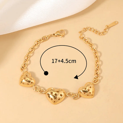 Elegant Simple Style Heart Shape 304 Stainless Steel 18K Gold Plated Bracelets In Bulk