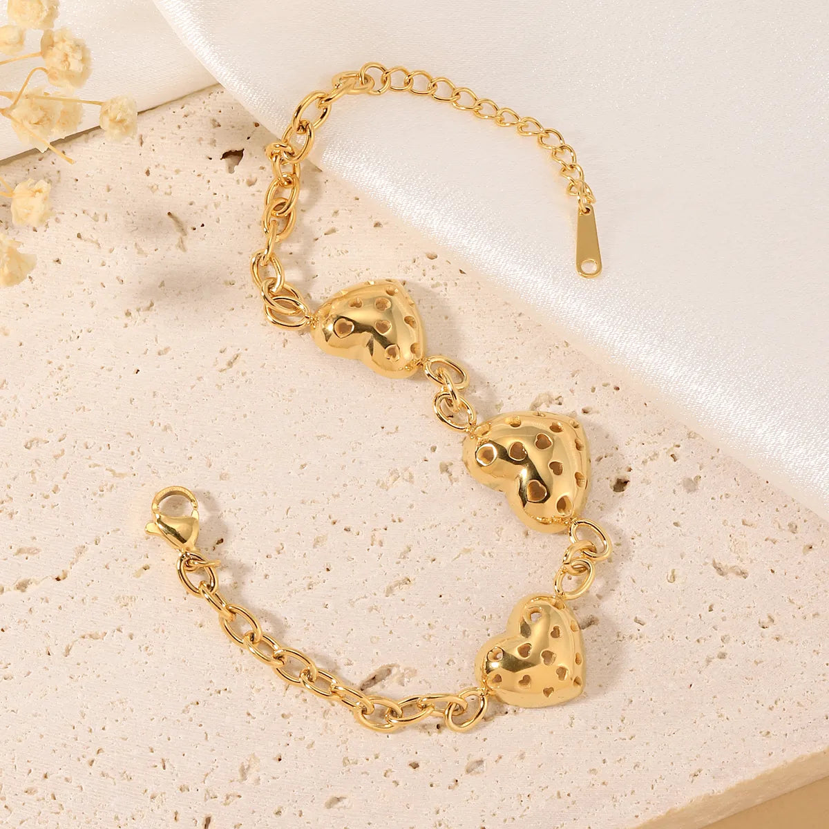 Elegant Simple Style Heart Shape 304 Stainless Steel 18K Gold Plated Bracelets In Bulk