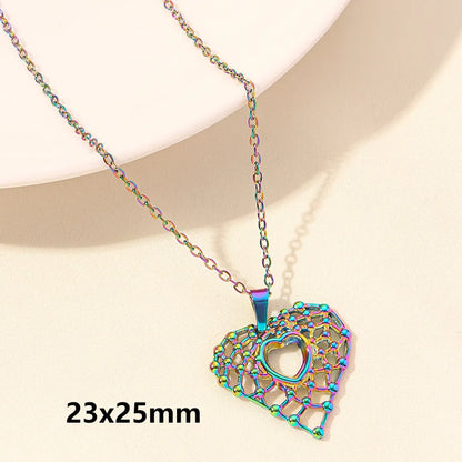 Wholesale Jewelry Elegant Simple Style Heart Shape 304 Stainless Steel 18K Gold Plated Plating Hollow Out Pendant Necklace