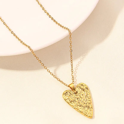 Wholesale Jewelry Elegant Simple Style Heart Shape 304 Stainless Steel 18K Gold Plated Plating Hollow Out Pendant Necklace