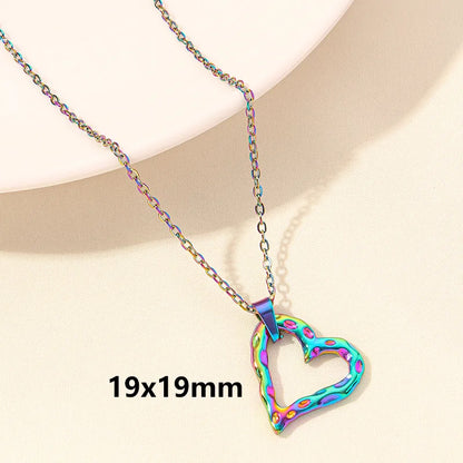 Wholesale Jewelry Elegant Simple Style Heart Shape 304 Stainless Steel 18K Gold Plated Plating Hollow Out Pendant Necklace