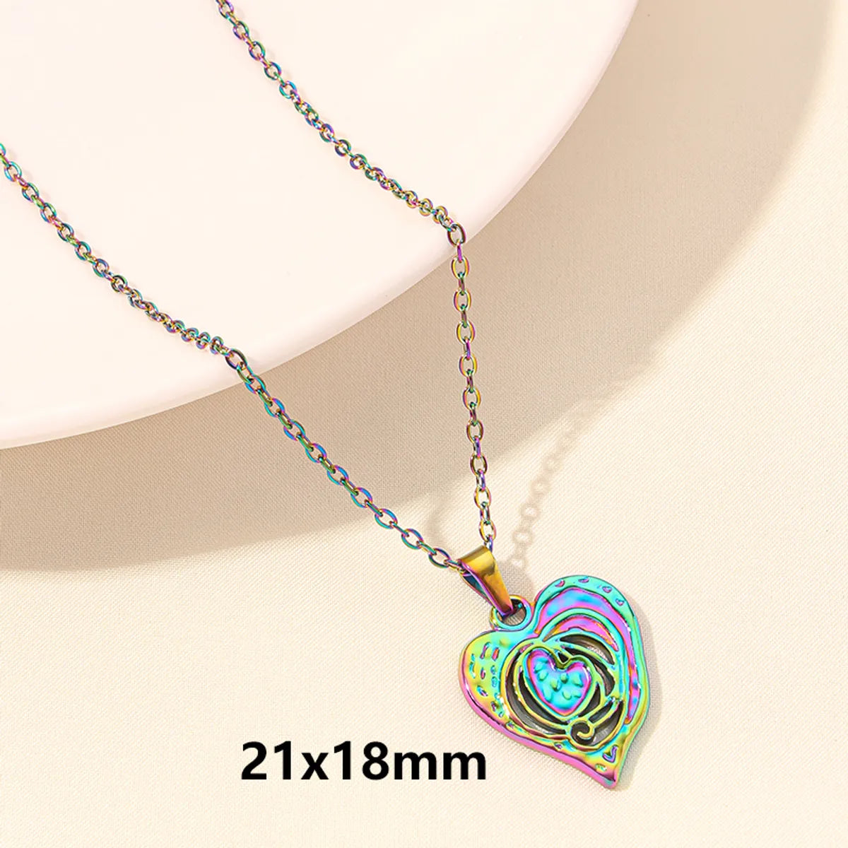 Wholesale Jewelry Elegant Simple Style Heart Shape 304 Stainless Steel 18K Gold Plated Plating Hollow Out Pendant Necklace