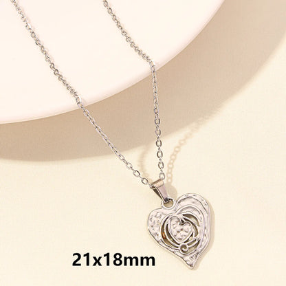 Wholesale Jewelry Elegant Simple Style Heart Shape 304 Stainless Steel 18K Gold Plated Plating Hollow Out Pendant Necklace