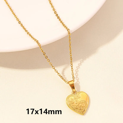 Wholesale Jewelry Elegant Simple Style Heart Shape 304 Stainless Steel 18K Gold Plated Plating Hollow Out Pendant Necklace