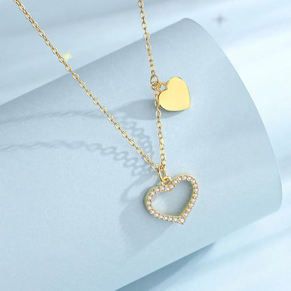 Elegant Simple Style Heart Shape Sterling Silver Plating Inlay Zircon Pendant Necklace