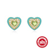 Elegant Simple Style Heart Shape Sterling Silver Plating Zircon Ear Studs 1 Pair