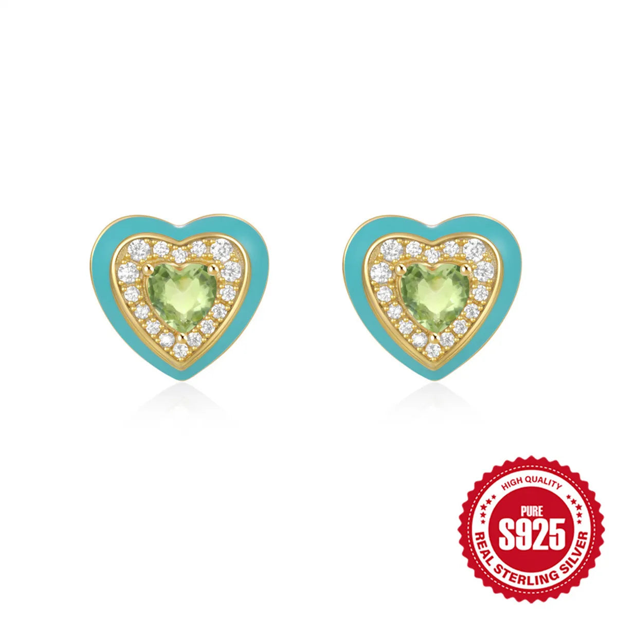 Elegant Simple Style Heart Shape Sterling Silver Plating Zircon Ear Studs 1 Pair