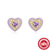 Elegant Simple Style Heart Shape Sterling Silver Plating Zircon Ear Studs 1 Pair