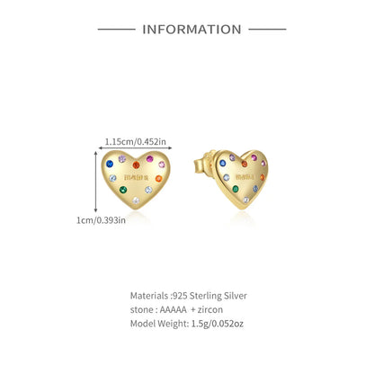 Elegant Simple Style Heart Shape Sterling Silver Plating Zircon Ear Studs 1 Pair