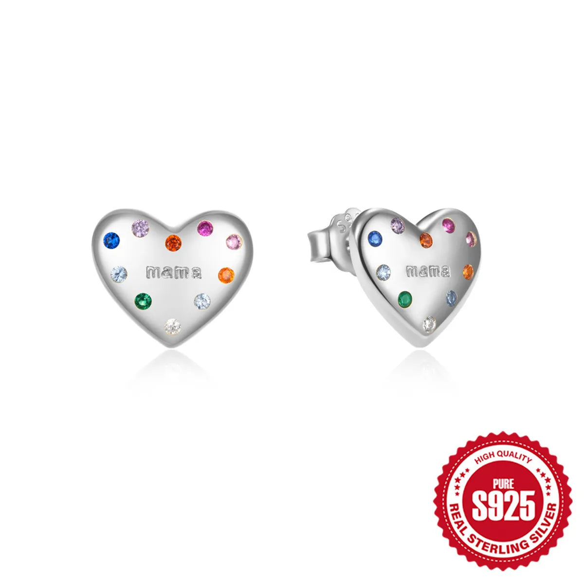 Elegant Simple Style Heart Shape Sterling Silver Plating Zircon Ear Studs 1 Pair