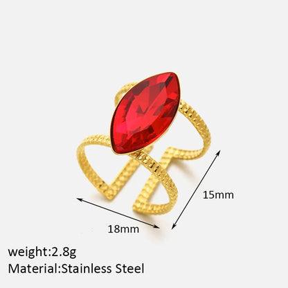 Elegant Simple Style Horse Eye Stainless Steel Plating Inlay Zircon Open Rings