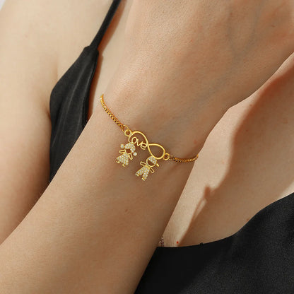 Elegant Simple Style Human Heart Shape Flower Copper Plating Inlay Zircon 18k Gold Plated Bracelets