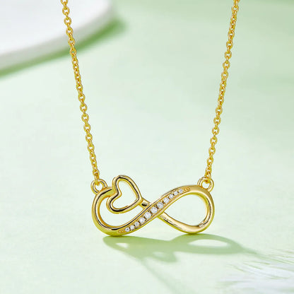 Elegant Simple Style Infinity Heart Shape Sterling Silver Moissanite Rose Gold Plated Silver Plated Pendant Necklace