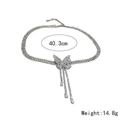 Elegant Simple Style Korean Style Butterfly Alloy Inlay Artificial Rhinestones Women'S Choker