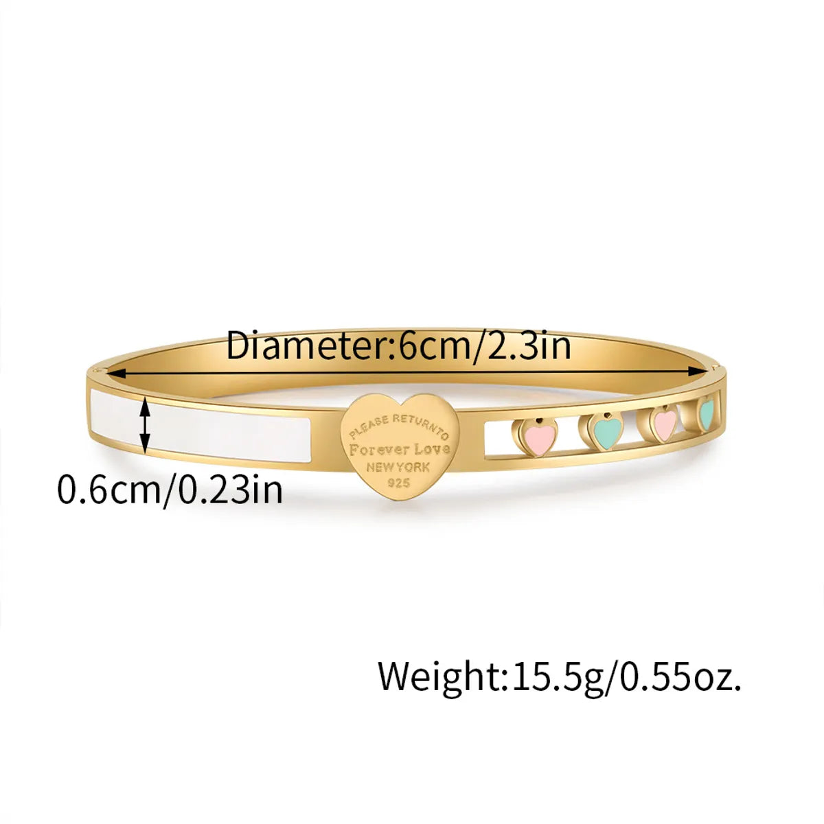 Elegant Simple Style Letter Heart Shape 304 Stainless Steel 18K Gold Plated Shell Bangle In Bulk