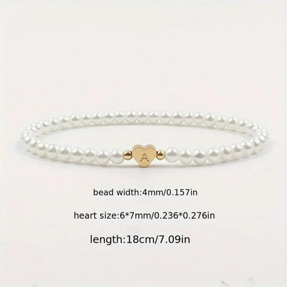 Elegant Simple Style Letter Heart Shape 304 Stainless Steel Artificial Pearl Bracelets In Bulk