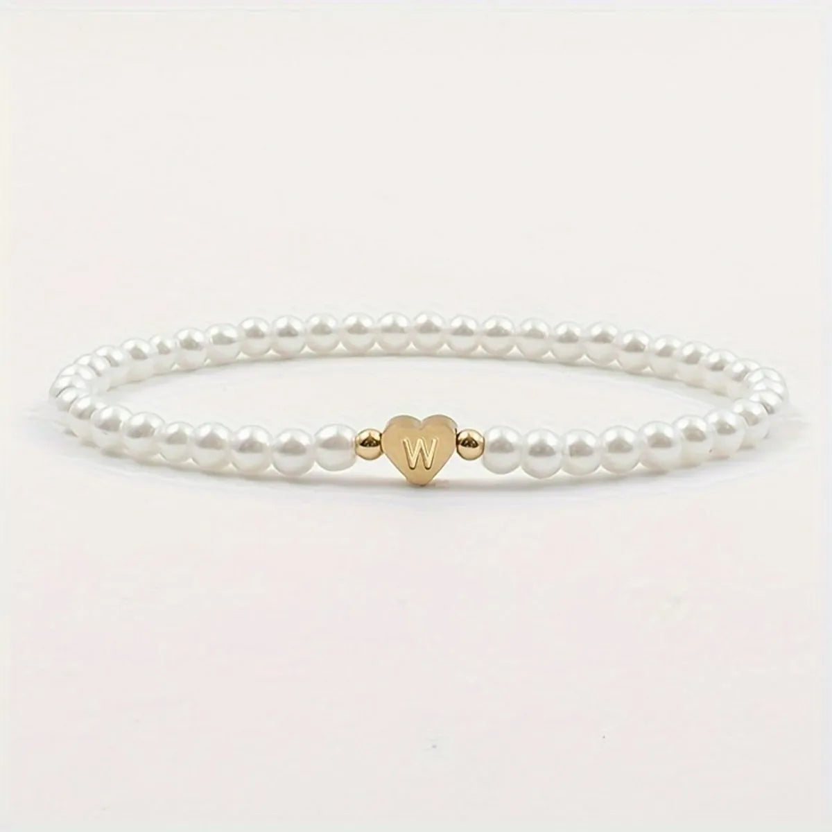 Elegant Simple Style Letter Heart Shape 304 Stainless Steel Artificial Pearl Bracelets In Bulk