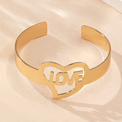 Elegant Simple Style Letter Heart Shape Iron Wholesale Bangle