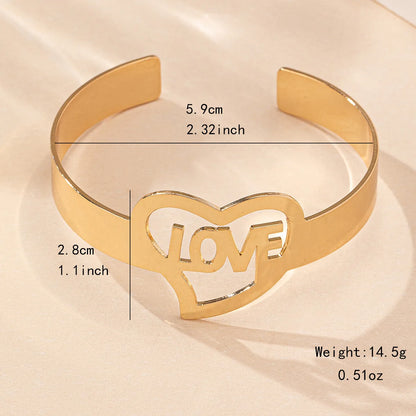 Elegant Simple Style Letter Heart Shape Iron Wholesale Bangle