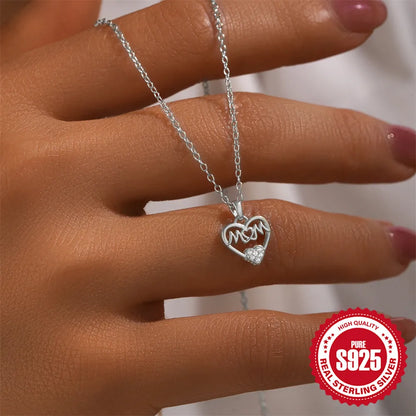 Elegant Simple Style Letter Heart Shape Sterling Silver Plating Zircon Pendant Necklace