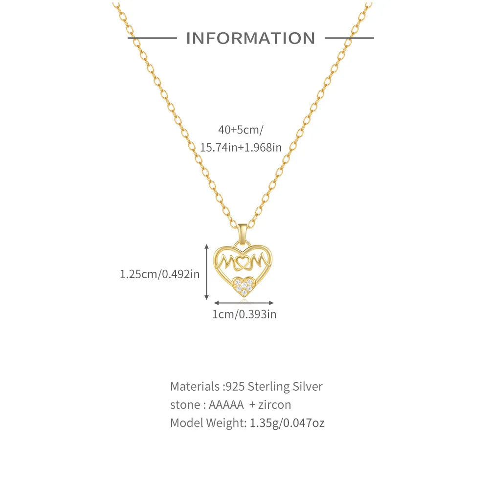 Elegant Simple Style Letter Heart Shape Sterling Silver Plating Zircon Pendant Necklace