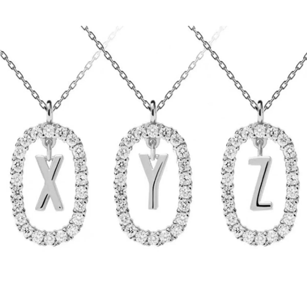 Elegant Simple Style Letter Sterling Silver Zircon Pendant Necklace In Bulk