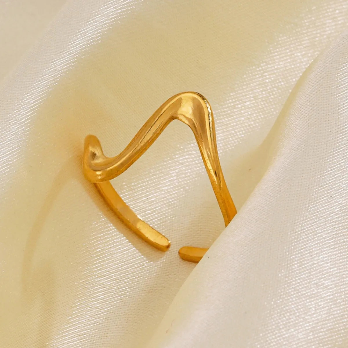 Wholesale Jewelry Elegant Simple Style Lines 304 Stainless Steel 304 Stainless Steel 18K Gold Plated Open Rings