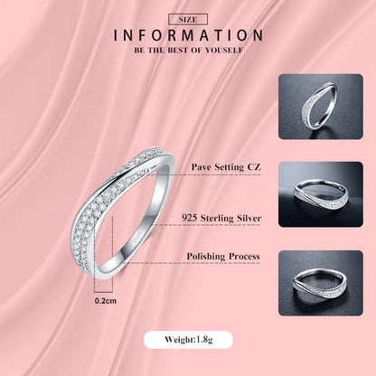 Elegant Simple Style Lines Sterling Silver Plating Inlay Zircon Rhodium Plated Rings