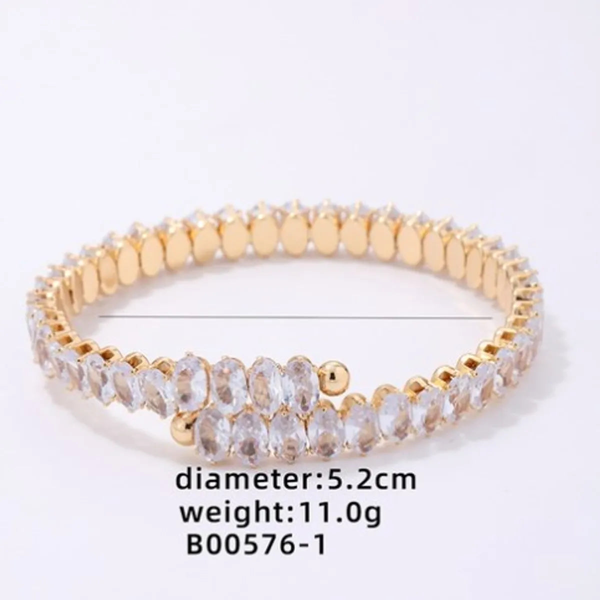 Elegant Simple Style Oval Solid Color Copper Plating Inlay Zircon Bangle