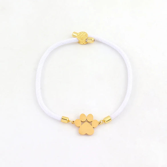 Elegant Simple Style Customization Laser Engraving Paw Print 304 Stainless Steel Nylon Cord String String Bracelets Wholesale